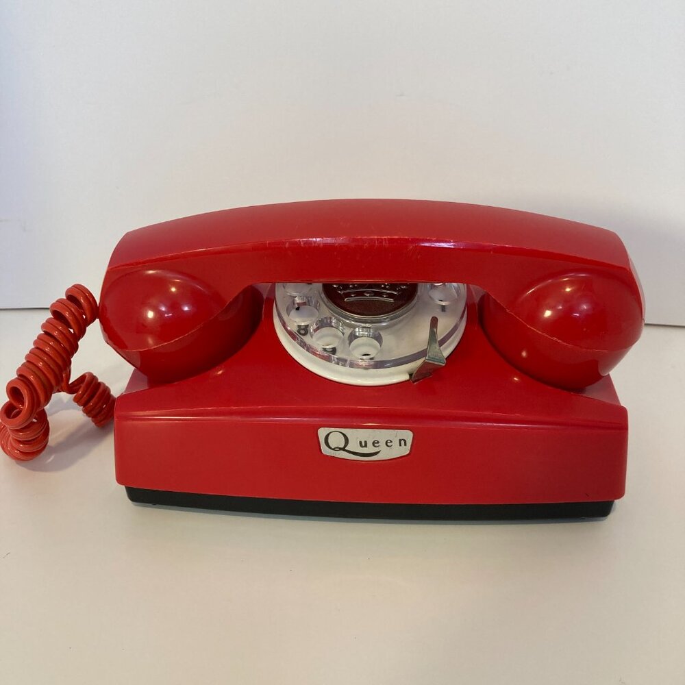 Vintage 1930s Queen Brand Celluloid Telephone CGK Japan Red Rotary